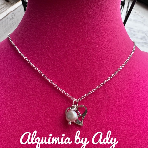 Alquimia by Ady Silver Heart Necklace with Pearl - Picture 5 of 5